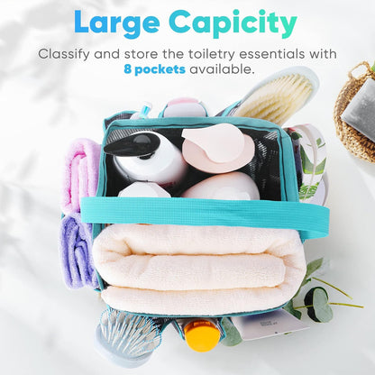 Mesh Shower Caddy Portable for College Dorm Room Essentials, Shower Caddy Dorm with 9-Pocket Large Capacity for Beach, Swimming, Gym, Camping, Travel essentials