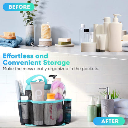 Mesh Shower Caddy Portable for College Dorm Room Essentials, Shower Caddy Dorm with 9-Pocket Large Capacity for Beach, Swimming, Gym, Camping, Travel essentials
