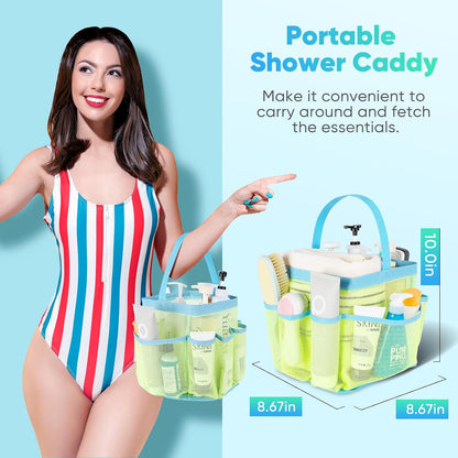 Mesh Shower Caddy Portable for College Dorm Room Essentials, Shower Caddy Dorm with 9-Pocket Large Capacity for Beach, Swimming, Gym, Camping, Travel essentials