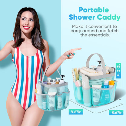 Mesh Shower Caddy Portable for College Dorm Room Essentials, Shower Caddy Dorm with 9-Pocket Large Capacity for Beach, Swimming, Gym, Camping, Travel essentials
