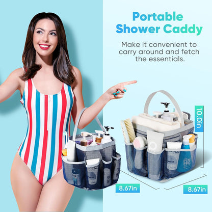 Mesh Shower Caddy Portable for College Dorm Room Essentials, Shower Caddy Dorm with 9-Pocket Large Capacity for Beach, Swimming, Gym, Camping, Travel essentials