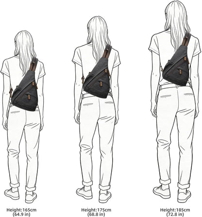 Canvas Sling Bag - Small Crossbody Backpack Shoulder Casual Daypack Rucksack for Men Women