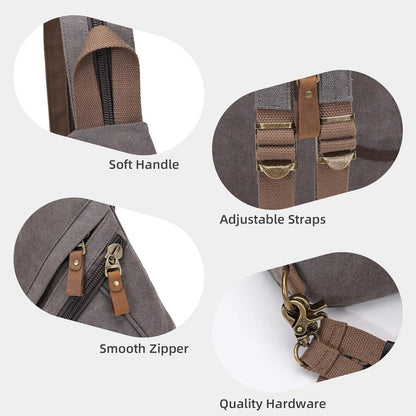 Canvas Sling Bag - Small Crossbody Backpack Shoulder Casual Daypack Rucksack for Men Women