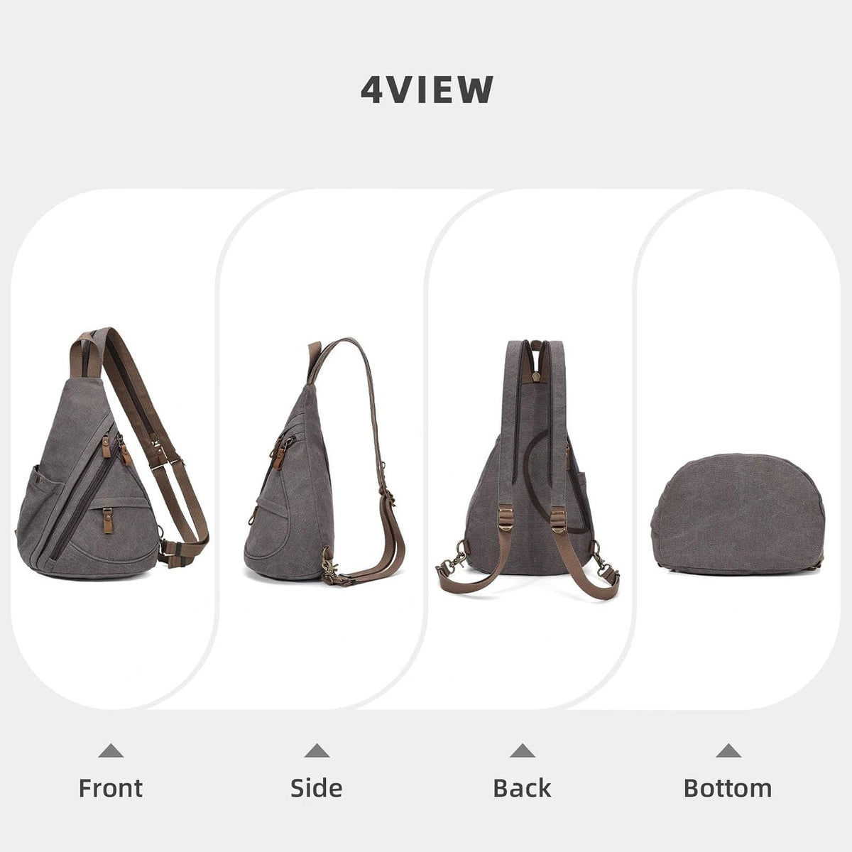 Canvas Sling Bag - Small Crossbody Backpack Shoulder Casual Daypack Rucksack for Men Women