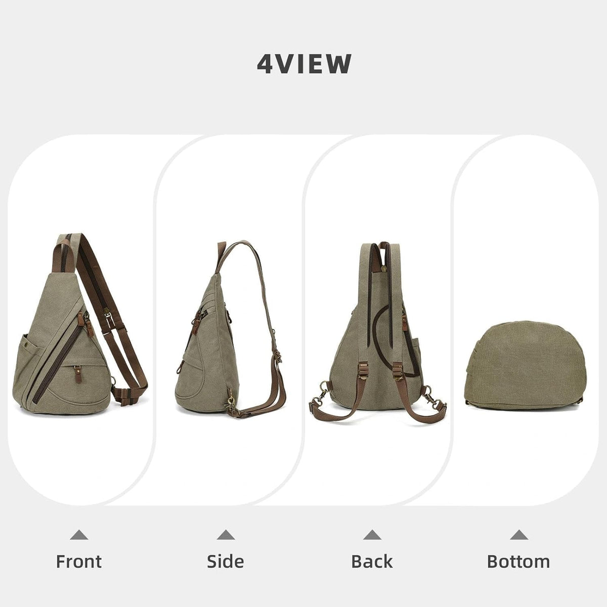 Canvas Sling Bag - Small Crossbody Backpack Shoulder Casual Daypack Rucksack for Men Women