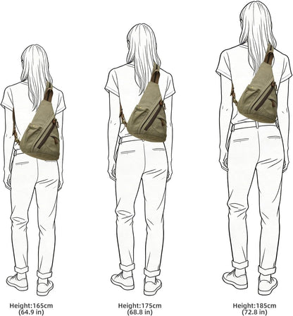 Canvas Sling Bag - Small Crossbody Backpack Shoulder Casual Daypack Rucksack for Men Women
