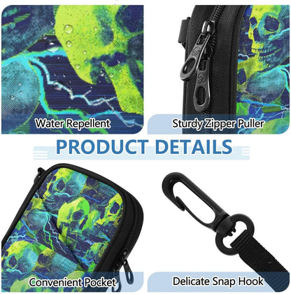 Green Sugar Skull Neon Passport Holder Family Passport Wallet | for Women Men Rfid Blocking Passport Holders Bag Travel Document Organizer with Zipper