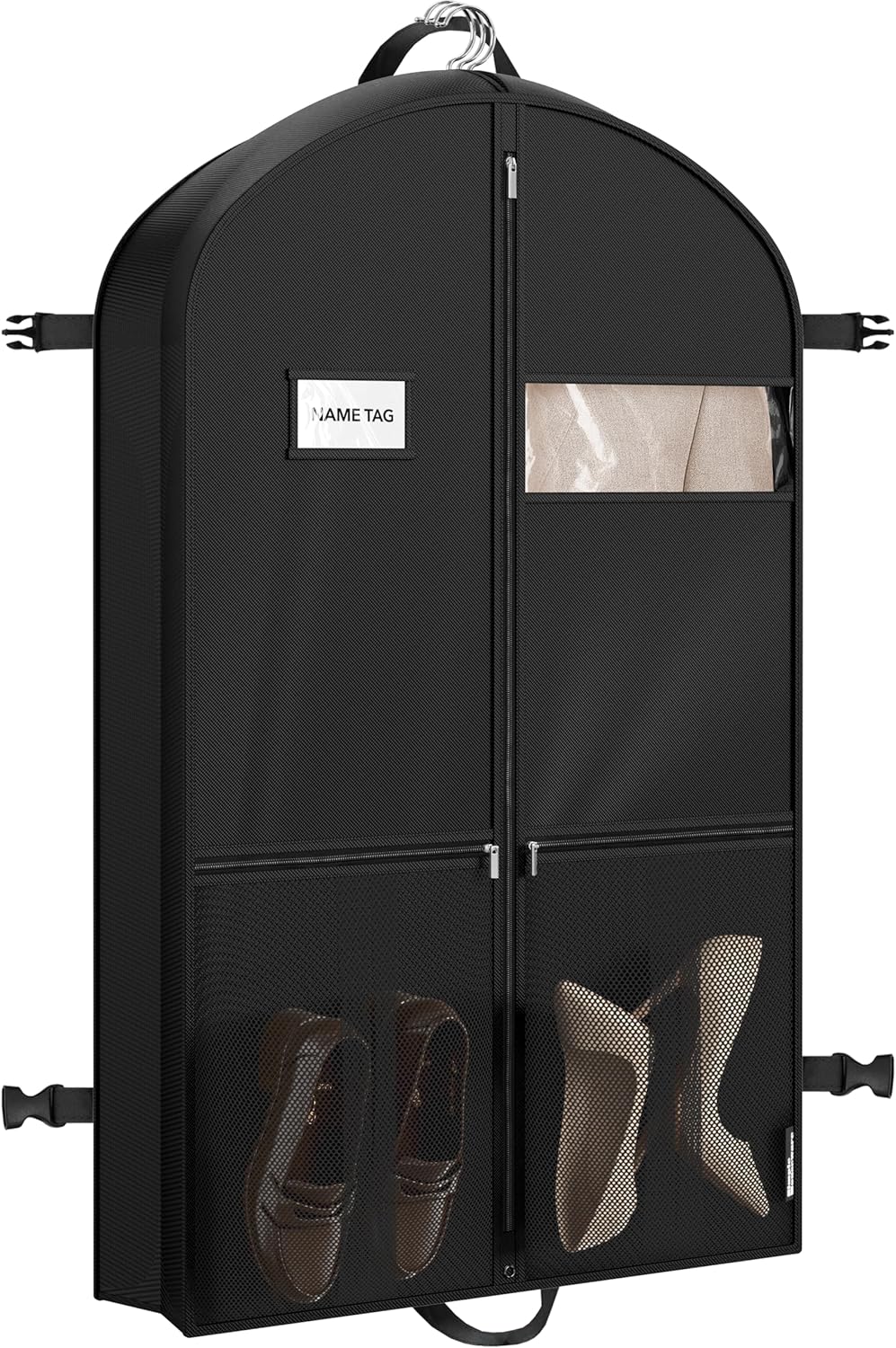 65'' Travel Garment Bag with Pockets for Suits, Dresses, Coats, Tuxedos, Heavy Duty 300D Polyester