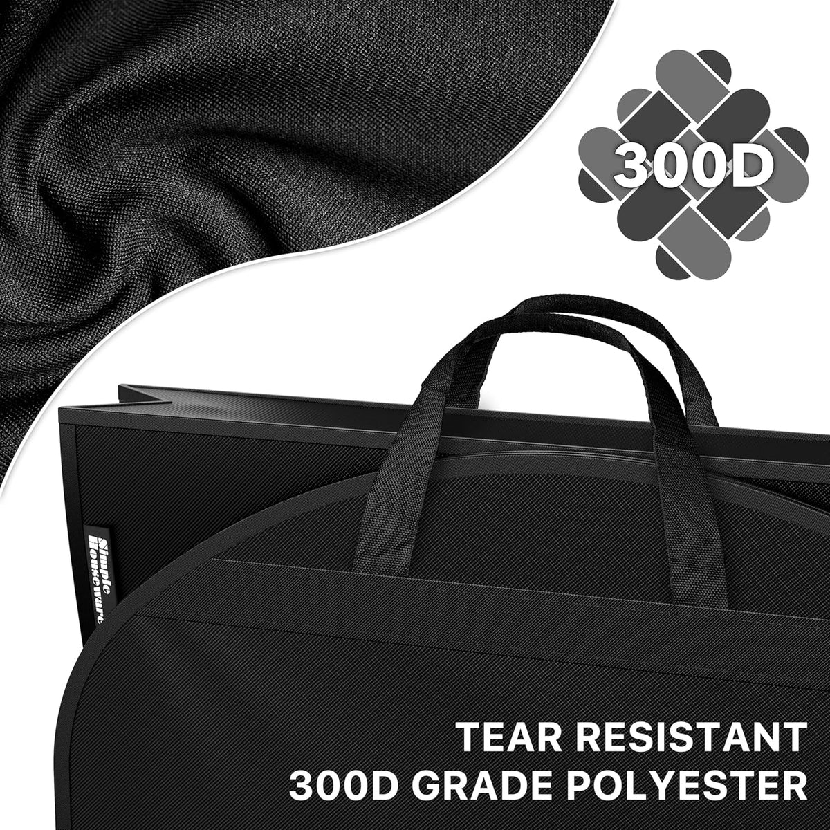 65'' Travel Garment Bag with Pockets for Suits, Dresses, Coats, Tuxedos, Heavy Duty 300D Polyester
