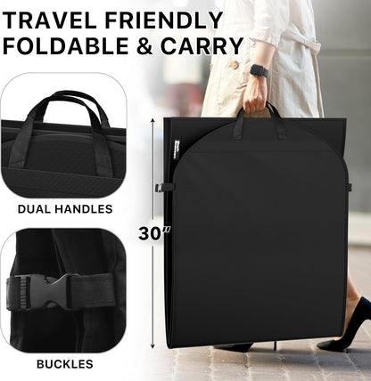 65'' Travel Garment Bag with Pockets for Suits, Dresses, Coats, Tuxedos, Heavy Duty 300D Polyester