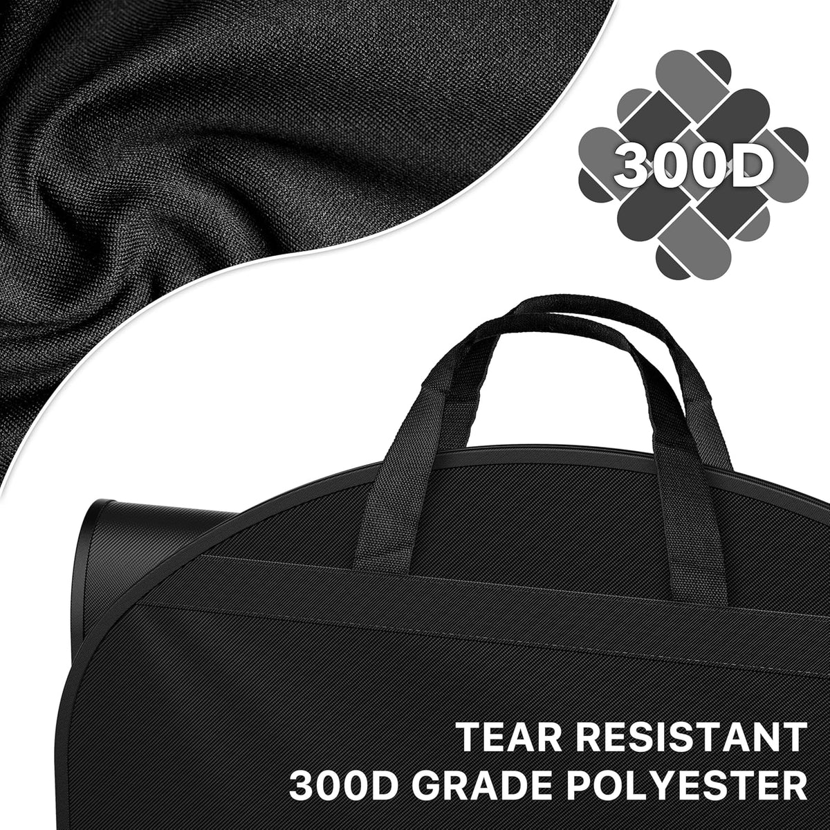 65'' Travel Garment Bag with Pockets for Suits, Dresses, Coats, Tuxedos, Heavy Duty 300D Polyester