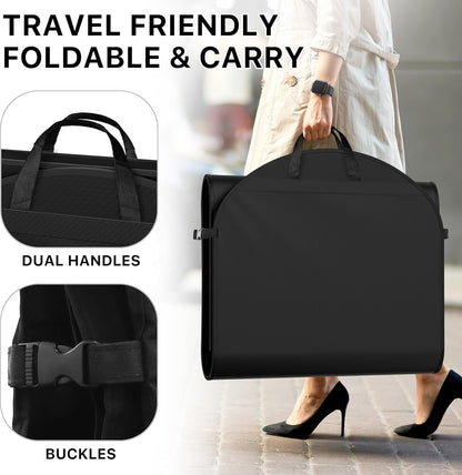 65'' Travel Garment Bag with Pockets for Suits, Dresses, Coats, Tuxedos, Heavy Duty 300D Polyester