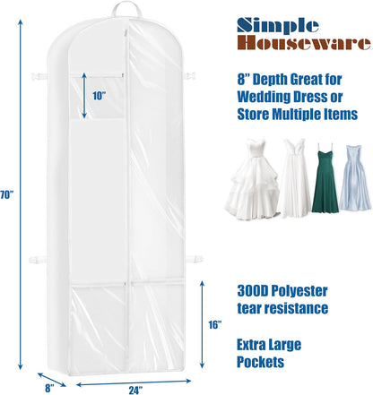 65'' Travel Garment Bag with Pockets for Suits, Dresses, Coats, Tuxedos, Heavy Duty 300D Polyester