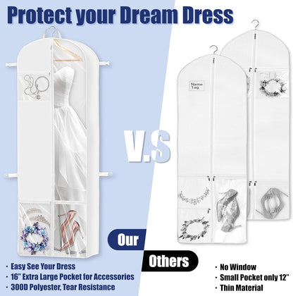 65'' Travel Garment Bag with Pockets for Suits, Dresses, Coats, Tuxedos, Heavy Duty 300D Polyester