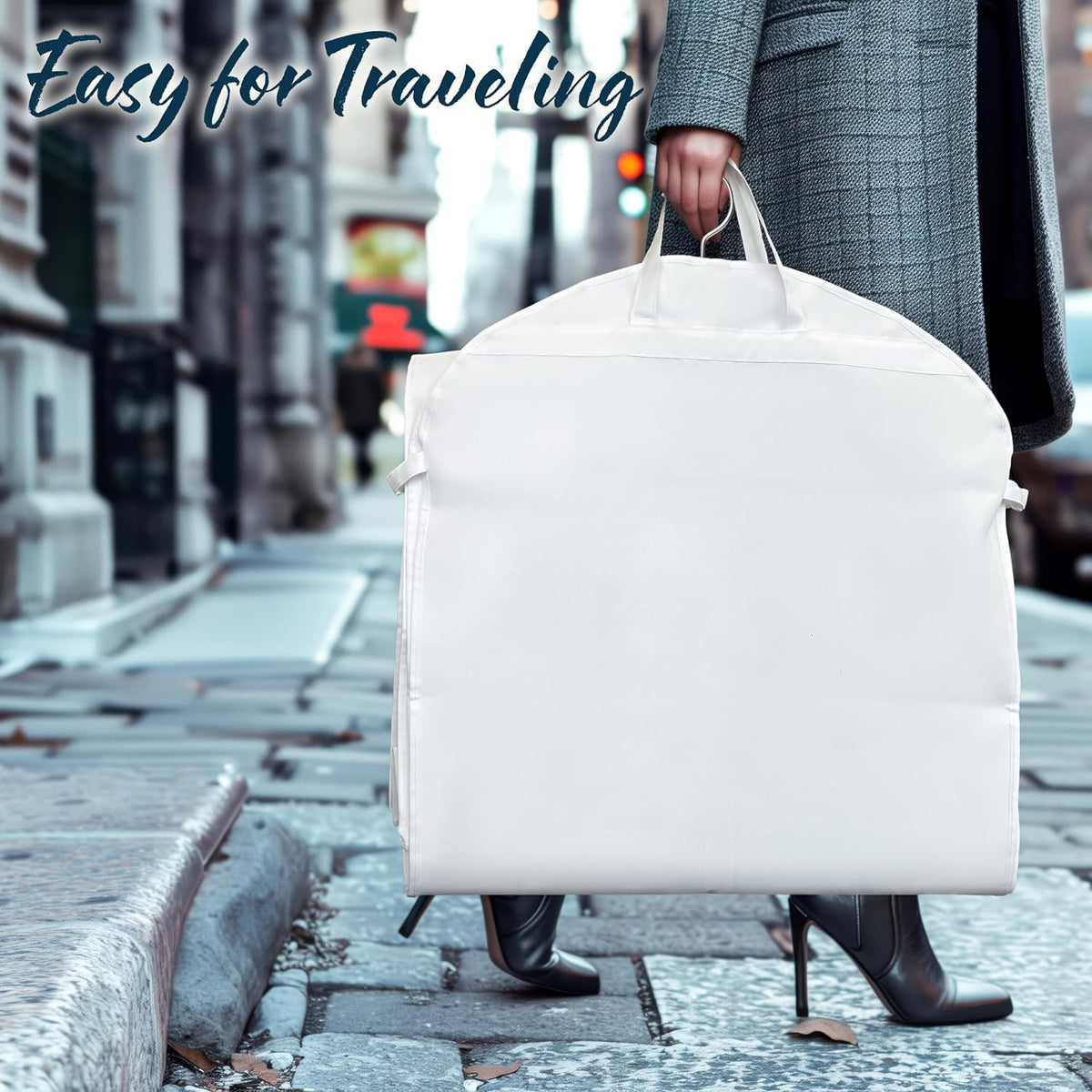 65'' Travel Garment Bag with Pockets for Suits, Dresses, Coats, Tuxedos, Heavy Duty 300D Polyester