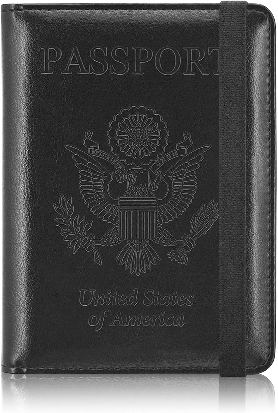 Passport Holder Cover, Leather Travel Wallet Case, RFID Blocking Document Organizer Protecrtor, with Slots for Credit Cards, Boarding Pass, for Women and Men, Navy Blue