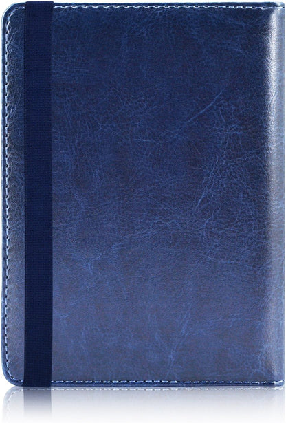 Passport Holder Cover, Leather Travel Wallet Case, RFID Blocking Document Organizer Protecrtor, with Slots for Credit Cards, Boarding Pass, for Women and Men, Navy Blue