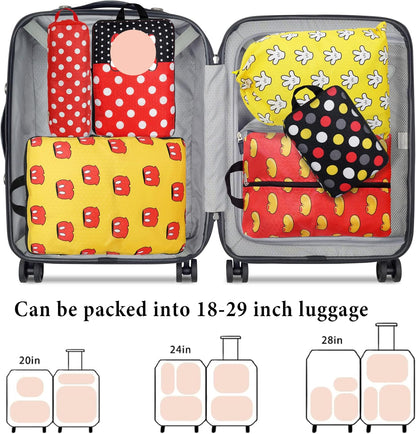 Compression Packing Cubes for Travel, 6 Set National Park Luggage Organizers, Lightweight Waterproof Expandable/Compression Bags Smell Proof Travel Packing Cubes for Suitcases
