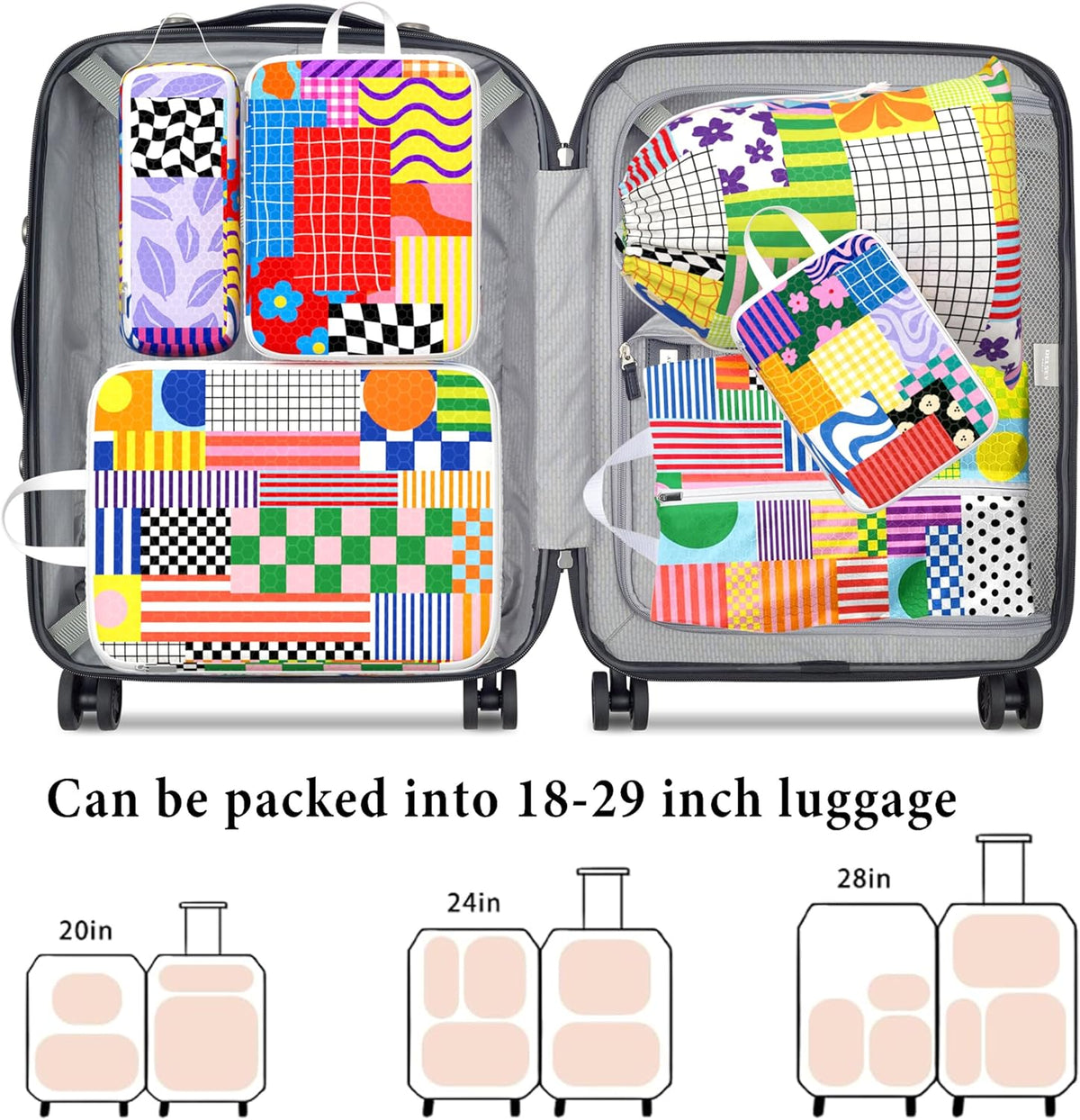 Compression Packing Cubes for Travel, 6 Set National Park Luggage Organizers, Lightweight Waterproof Expandable/Compression Bags Smell Proof Travel Packing Cubes for Suitcases