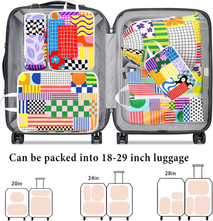 Compression Packing Cubes for Travel, 6 Set National Park Luggage Organizers, Lightweight Waterproof Expandable/Compression Bags Smell Proof Travel Packing Cubes for Suitcases