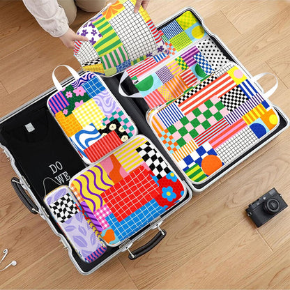Compression Packing Cubes for Travel, 6 Set National Park Luggage Organizers, Lightweight Waterproof Expandable/Compression Bags Smell Proof Travel Packing Cubes for Suitcases