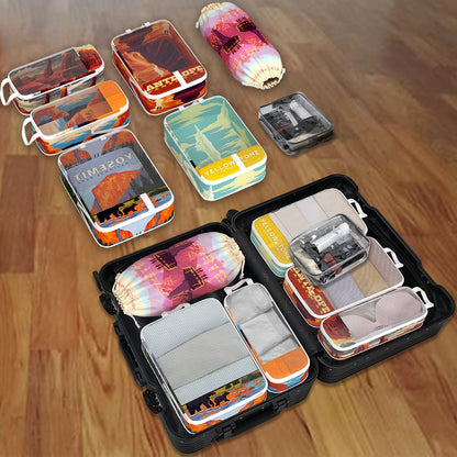 Compression Packing Cubes for Travel, 6 Set National Park Luggage Organizers, Lightweight Waterproof Expandable/Compression Bags Smell Proof Travel Packing Cubes for Suitcases