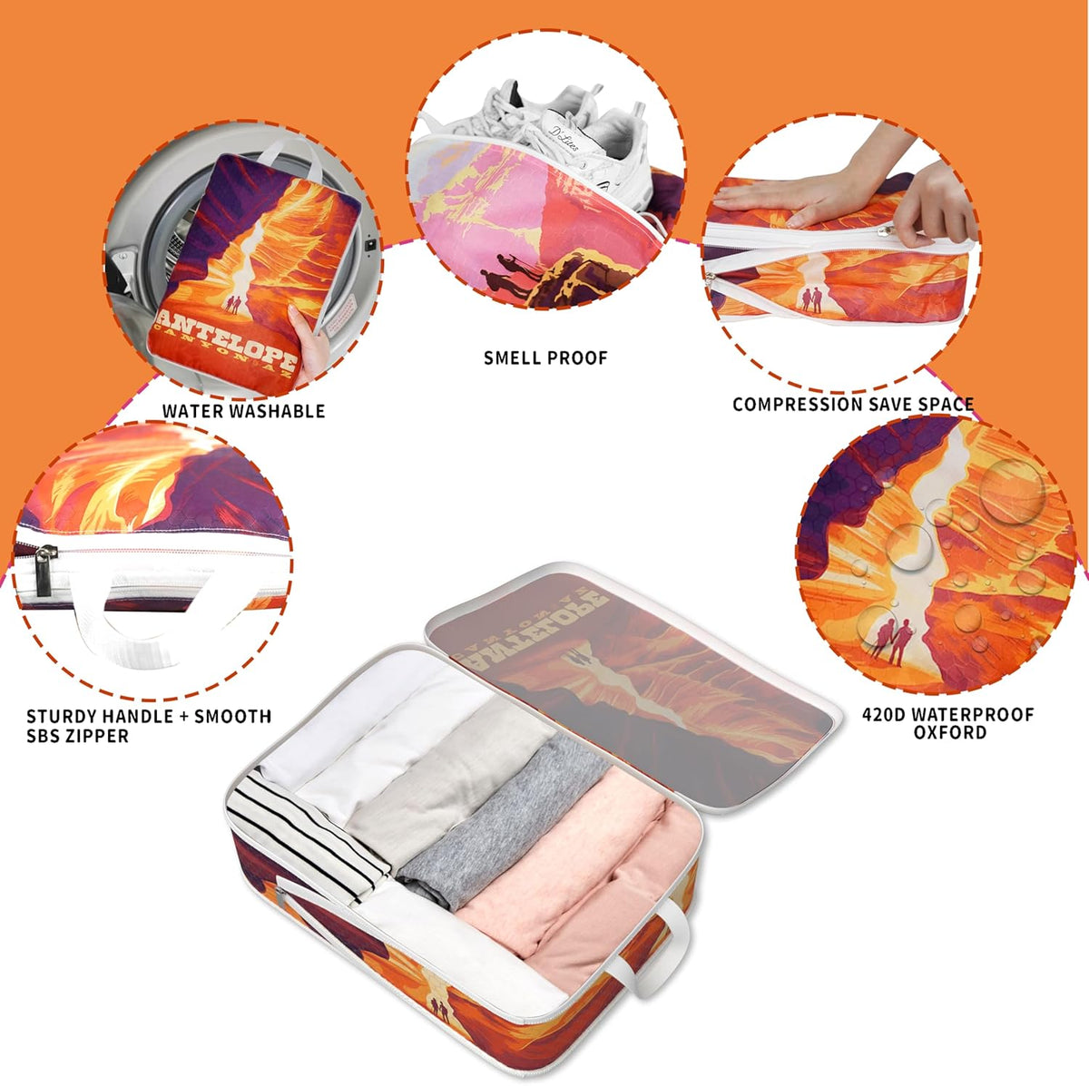 Compression Packing Cubes for Travel, 6 Set National Park Luggage Organizers, Lightweight Waterproof Expandable/Compression Bags Smell Proof Travel Packing Cubes for Suitcases