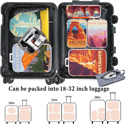 Compression Packing Cubes for Travel, 6 Set National Park Luggage Organizers, Lightweight Waterproof Expandable/Compression Bags Smell Proof Travel Packing Cubes for Suitcases