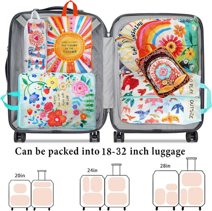 Compression Packing Cubes for Travel, 6 Set National Park Luggage Organizers, Lightweight Waterproof Expandable/Compression Bags Smell Proof Travel Packing Cubes for Suitcases