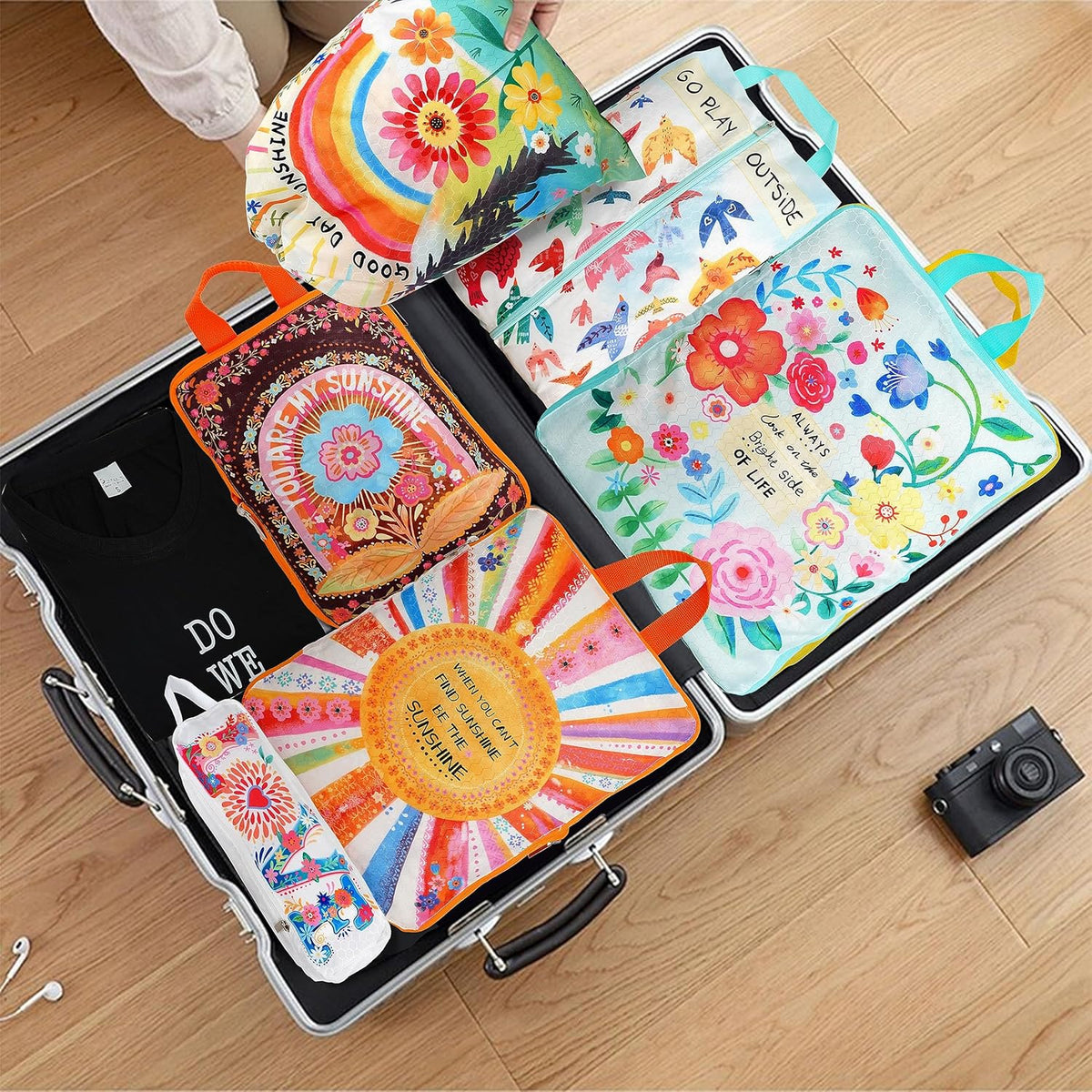 Compression Packing Cubes for Travel, 6 Set National Park Luggage Organizers, Lightweight Waterproof Expandable/Compression Bags Smell Proof Travel Packing Cubes for Suitcases