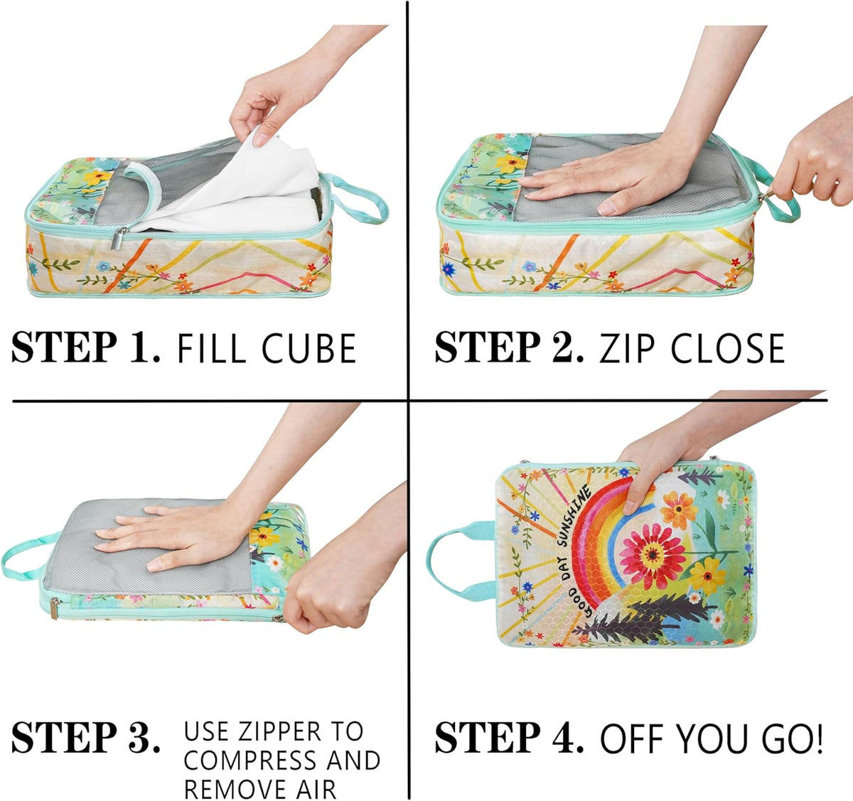 Compression Packing Cubes for Travel, 6 Set National Park Luggage Organizers, Lightweight Waterproof Expandable/Compression Bags Smell Proof Travel Packing Cubes for Suitcases