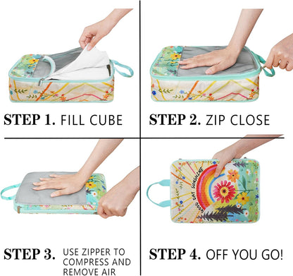 Compression Packing Cubes for Travel, 6 Set National Park Luggage Organizers, Lightweight Waterproof Expandable/Compression Bags Smell Proof Travel Packing Cubes for Suitcases