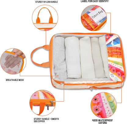 Compression Packing Cubes for Travel, 6 Set National Park Luggage Organizers, Lightweight Waterproof Expandable/Compression Bags Smell Proof Travel Packing Cubes for Suitcases