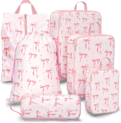 Compression Packing Cubes for Travel, 6 Set National Park Luggage Organizers, Lightweight Waterproof Expandable/Compression Bags Smell Proof Travel Packing Cubes for Suitcases