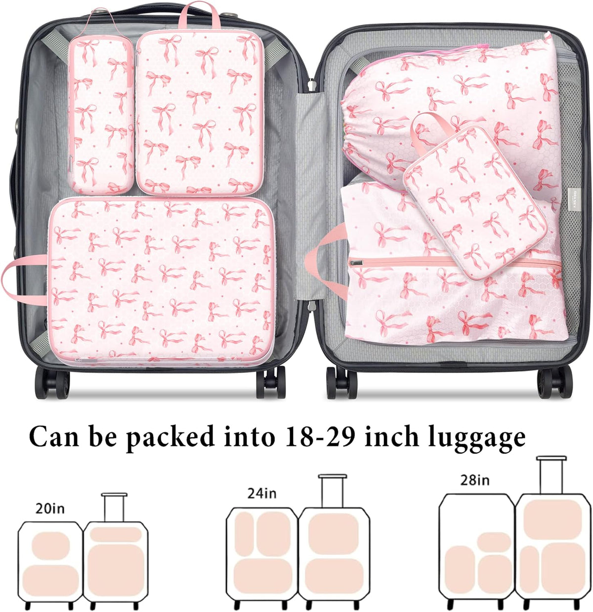 Compression Packing Cubes for Travel, 6 Set National Park Luggage Organizers, Lightweight Waterproof Expandable/Compression Bags Smell Proof Travel Packing Cubes for Suitcases