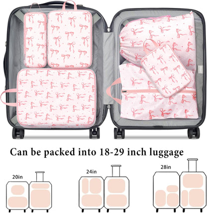 Compression Packing Cubes for Travel, 6 Set National Park Luggage Organizers, Lightweight Waterproof Expandable/Compression Bags Smell Proof Travel Packing Cubes for Suitcases