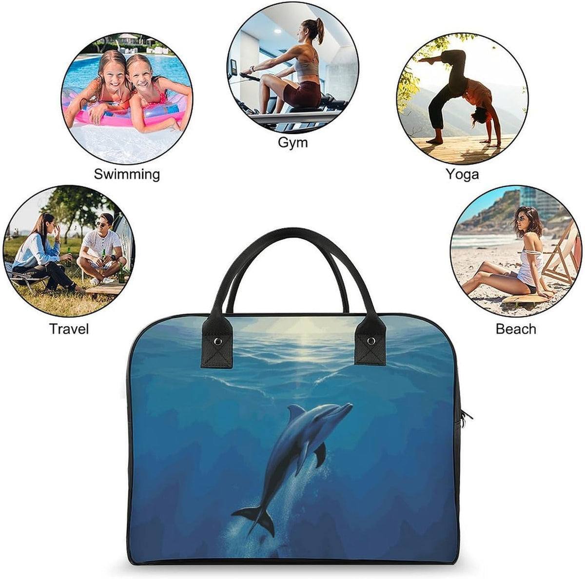 Butterfly Night Nylon Tote Bag Large Capacity Carry On Handbag Luggage Sleeve Laptop Compartment for Work Travel