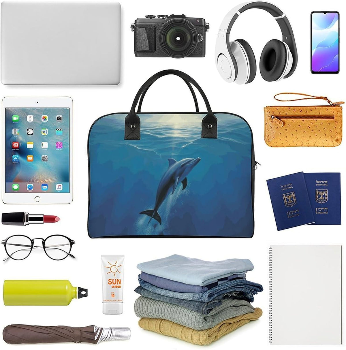 Butterfly Night Nylon Tote Bag Large Capacity Carry On Handbag Luggage Sleeve Laptop Compartment for Work Travel