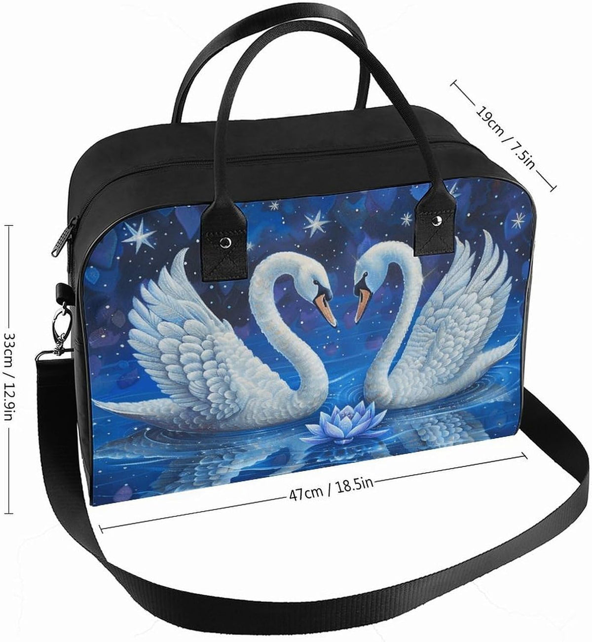 Butterfly Night Nylon Tote Bag Large Capacity Carry On Handbag Luggage Sleeve Laptop Compartment for Work Travel