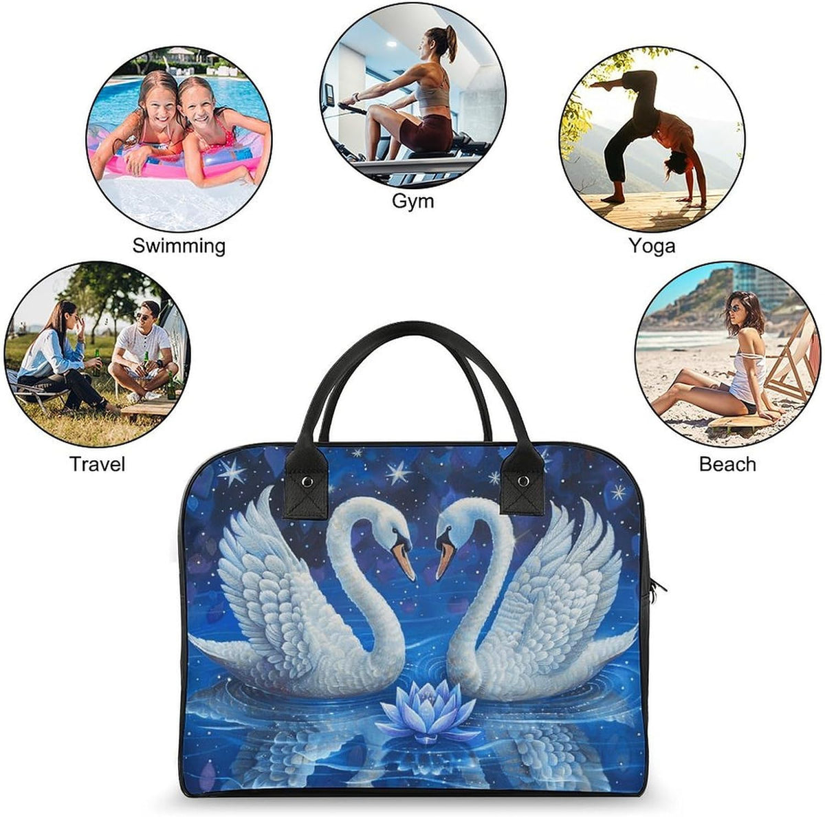 Butterfly Night Nylon Tote Bag Large Capacity Carry On Handbag Luggage Sleeve Laptop Compartment for Work Travel