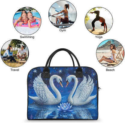 Butterfly Night Nylon Tote Bag Large Capacity Carry On Handbag Luggage Sleeve Laptop Compartment for Work Travel