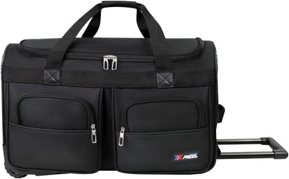22'' Large Rolling Duffle Bag with Wheels and Handle,Travel Duffle Bag W/Durable Ripstop Polyester Material for Men Women,All Black