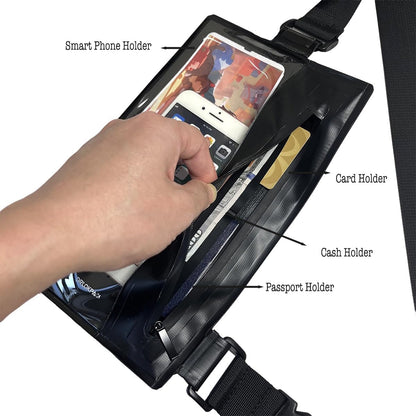 Sling Bag Passport Wallet Travel Pouch for Phone Wallet Water Resistant Crossbody Purse for Traveling Sports Event (Black)