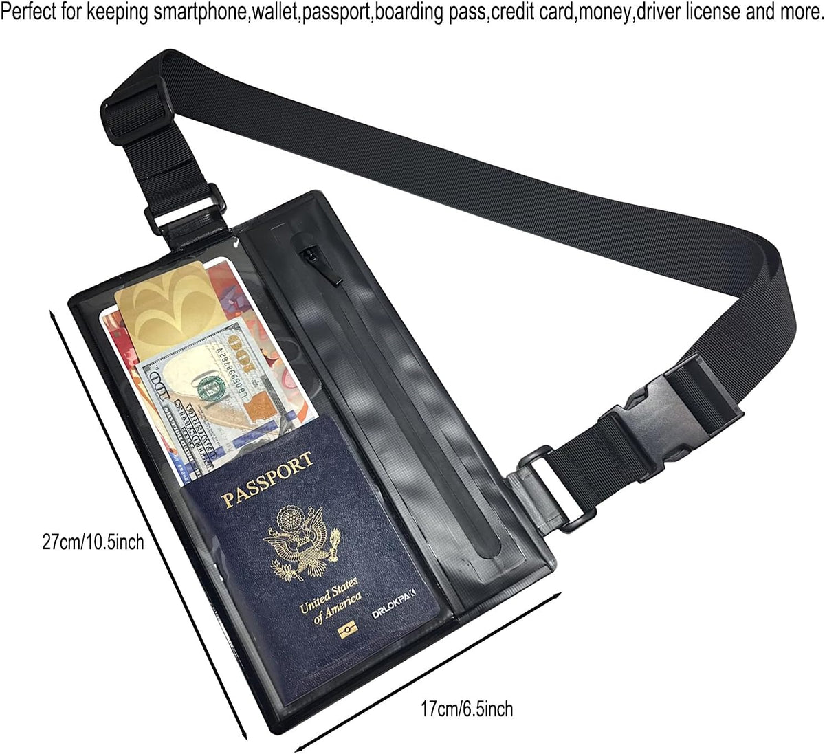Sling Bag Passport Wallet Travel Pouch for Phone Wallet Water Resistant Crossbody Purse for Traveling Sports Event (Black)