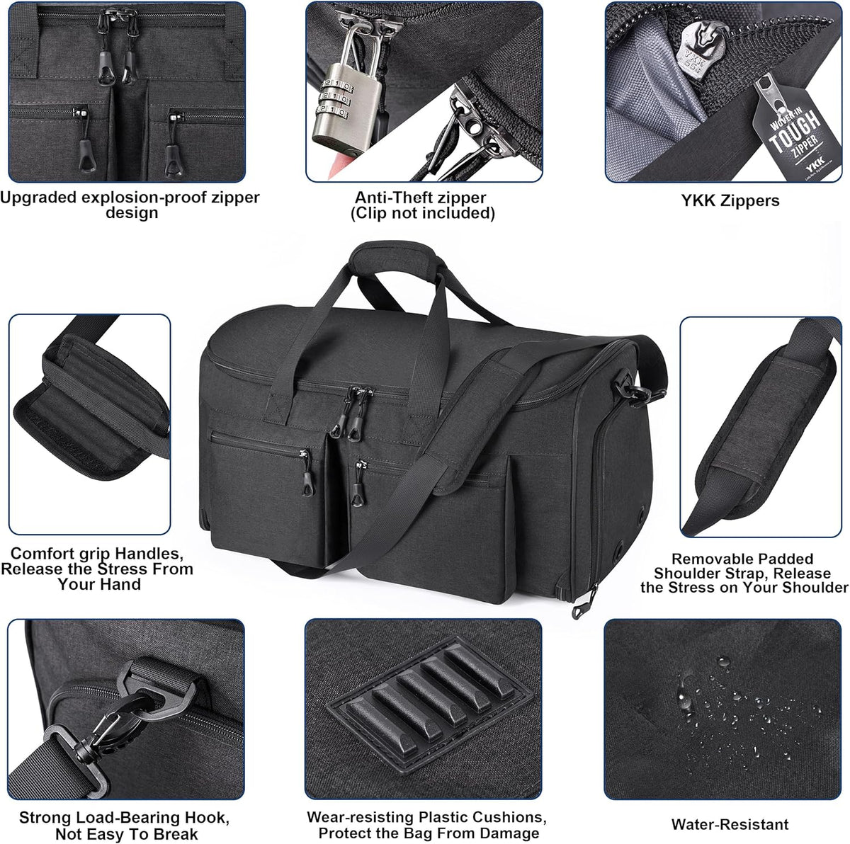 Travel Garment Duffle Bag with Laptop Compartment, RFID Blocking Convertible Suit Bag Name Tap Pocket Carry On 2 in 1 Hanging Suit Travel Duffel Work Pouch