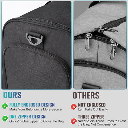 Travel Garment Duffle Bag with Laptop Compartment, RFID Blocking Convertible Suit Bag Name Tap Pocket Carry On 2 in 1 Hanging Suit Travel Duffel Work Pouch