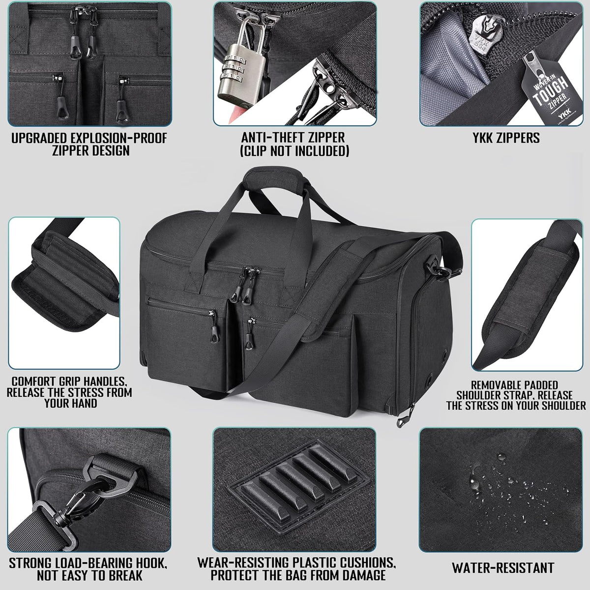 Travel Garment Duffle Bag with Laptop Compartment, RFID Blocking Convertible Suit Bag Name Tap Pocket Carry On 2 in 1 Hanging Suit Travel Duffel Work Pouch