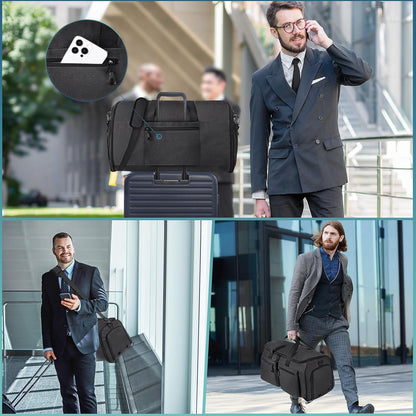 Travel Garment Duffle Bag with Laptop Compartment, RFID Blocking Convertible Suit Bag Name Tap Pocket Carry On 2 in 1 Hanging Suit Travel Duffel Work Pouch