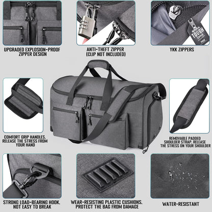 Travel Garment Duffle Bag with Laptop Compartment, RFID Blocking Convertible Suit Bag Name Tap Pocket Carry On 2 in 1 Hanging Suit Travel Duffel Work Pouch