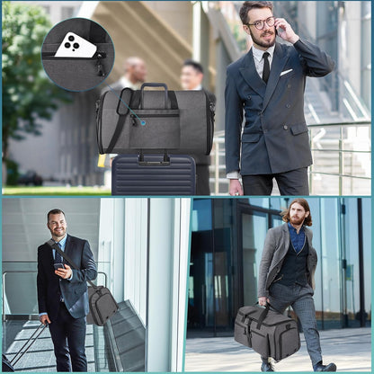 Travel Garment Duffle Bag with Laptop Compartment, RFID Blocking Convertible Suit Bag Name Tap Pocket Carry On 2 in 1 Hanging Suit Travel Duffel Work Pouch